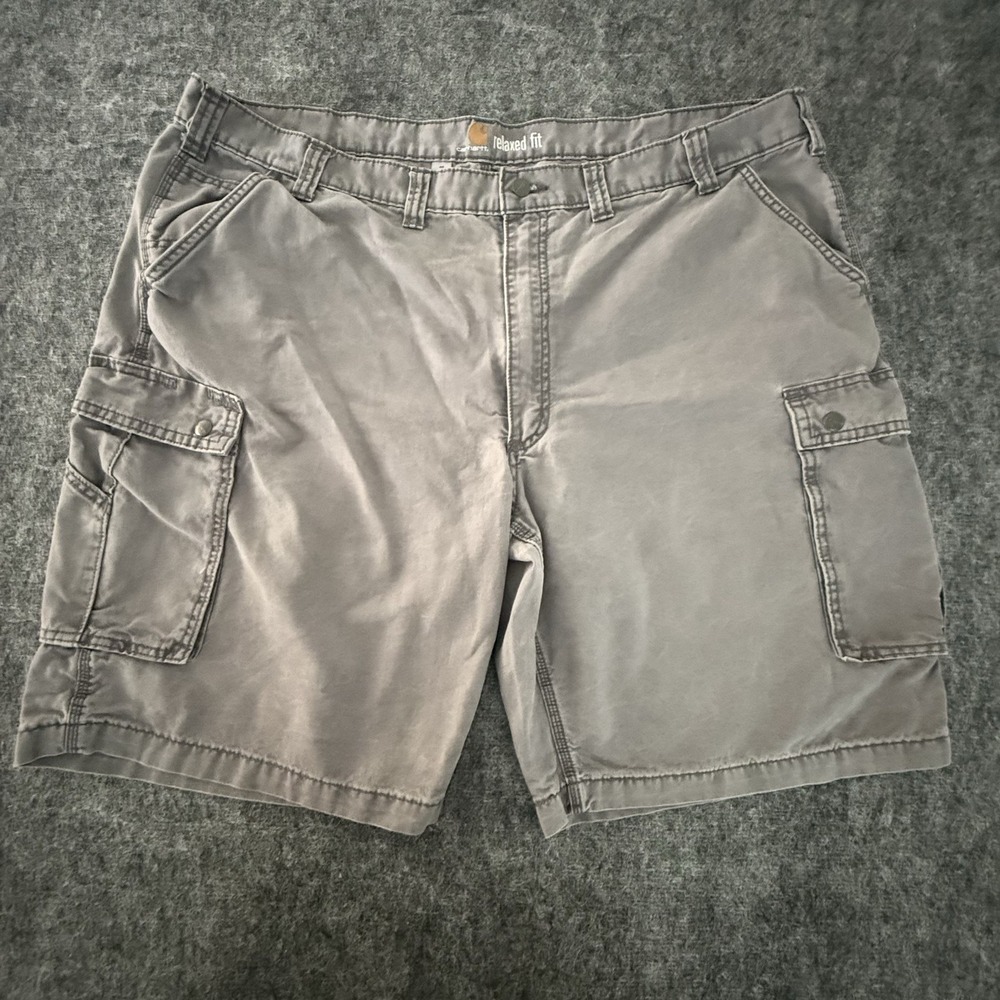 Carhartt Men's Size 46 Relaxed Fit Canvas Cargo Shorts Gray Canvas Work Utility